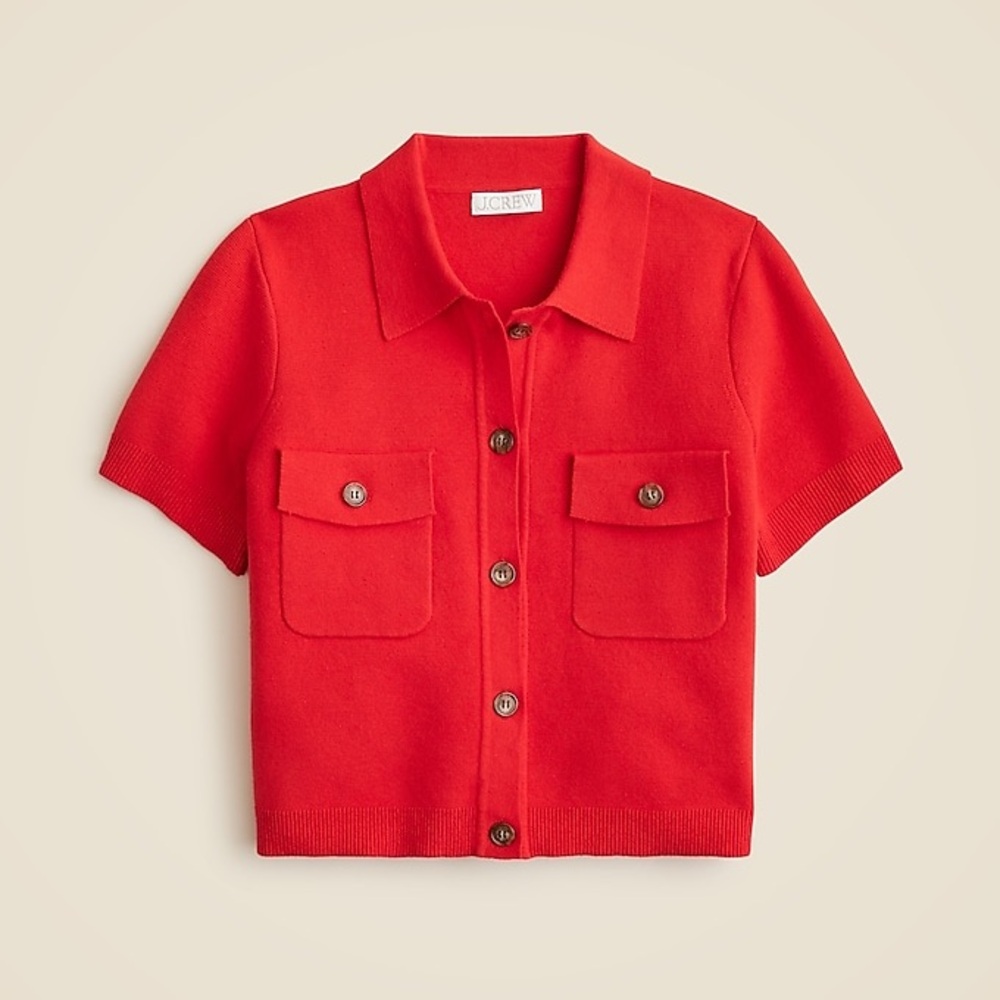 J. Crew Women's Vibrant Red Button-Up Cardigan